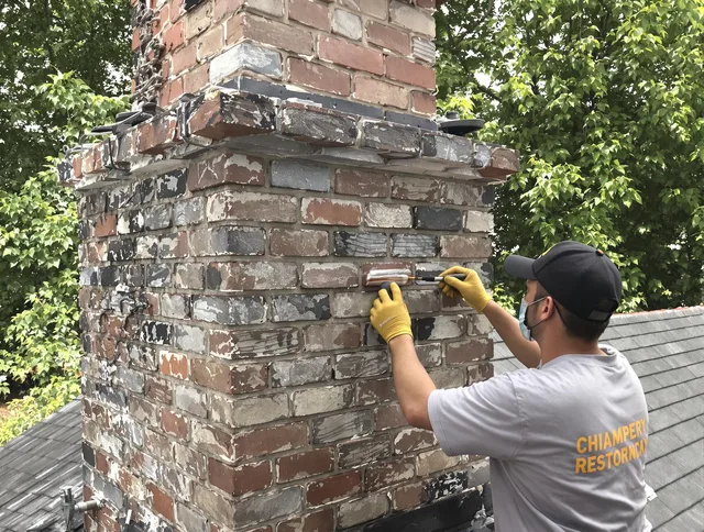 In-progress chimney restoration by Lake Elsinore Chimney Sweep in Lake Elsinore, CA